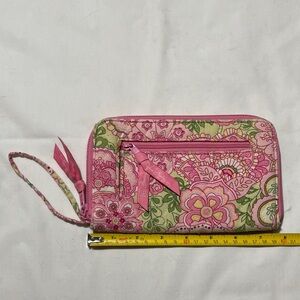 Vera Bradley Pink and Green Floral Wristlet